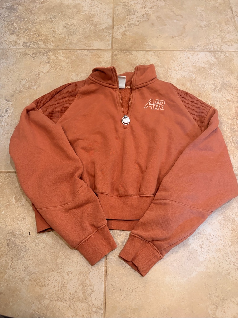 Nike Rust Quarter-Zip Cropped Sweatshirt